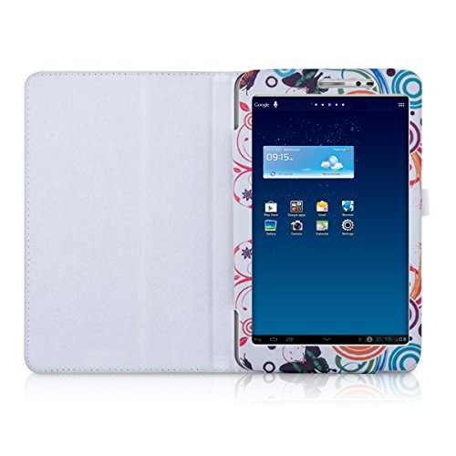 kwmobile Hülle für Huawei MediaPad T1 8.0 / Honor T1 – Tabletcover Slim Case Tablet Schutzhülle – Smart Cover Tabletcase Schmetterlinge Hippie Design Mehrfarbig Pink Weiß - 4