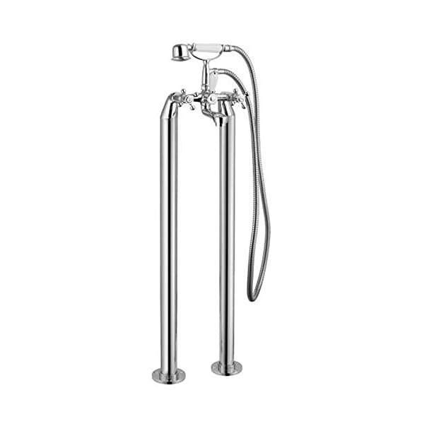 Alfred Victoria Modern Freestand-Ing Bath Shower Brass Mixer with Shower Kit K04+SP89 - Chrome Finish
