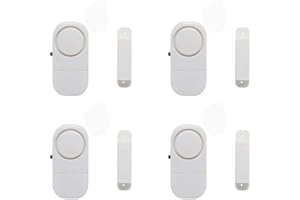 GK 4 Pack Window & Door Burglar Intruder Alarms Alarm Breach Wireless Sensor Loud Security Mini Alarms Magnetic Door Window Alarm Home Security System Wireless Sensor Burglar Intruder