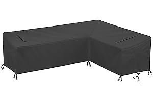 Cowhilan Sofa Funda para Muebles de Jardín, Funda en Forma de L para Muebles 270×210×90CM Impermeable Resistente al Polvo Anti-UV Funda Sofa para Exterior Izquierda Larga-Derecha Corta