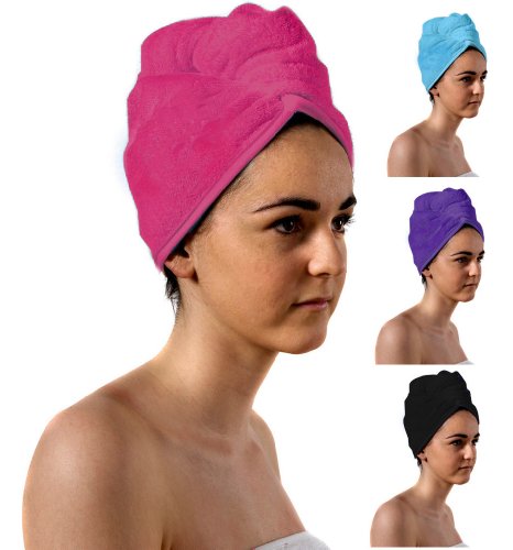 TowelsRus Spa Days Luxury Hair Turban, Pink, Absorbent Towel, Lightweight and Cotton
