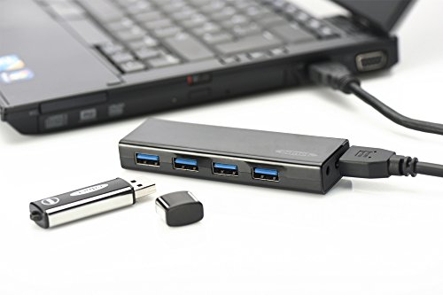 ednet USB 3.0 HUB, 4-Port, Datentransfer bis zu 5GB, 5V/2A Netzteil, schwarz - 4