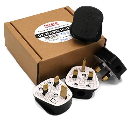 Enchufes Hdiuk para cables de corriente 13 A del Reino Unido, 4 unidades negro