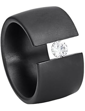 steel_art Damen-Ring elegantia 12 schwarz swarovski zirkonia weiß 4 mm Ringe mit Stein schwarz black white Zirkonia...
