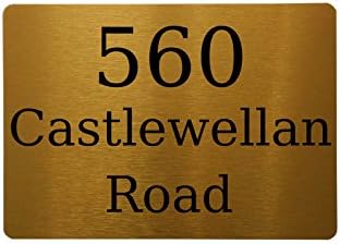 Metal Aluminium 5x7" Custom Personalised Number Signs Door Plaques House Street Name (Gold, 5x7" 4 Screw Holes)
