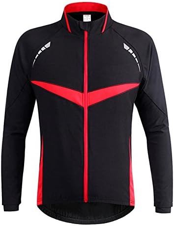 SYSI Mens and Womens Cycling Jersey Riding Jacket Cycle Windbreadker Bicycle Long Sleeve Wind Coat (Red, M)