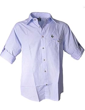 Trachtenhemd Johannes Langarm hellblau Karo klein Kitzo Alpen