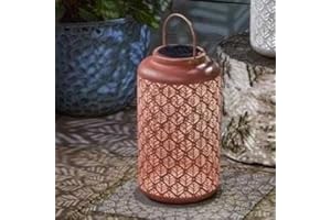 Garden Mile Solaire - Faroles solares para el jardín, funciona con energía solar, impermeables, color terracota, faroles LED colgantes, perfectos para patio, iluminación al aire libre, linternas de