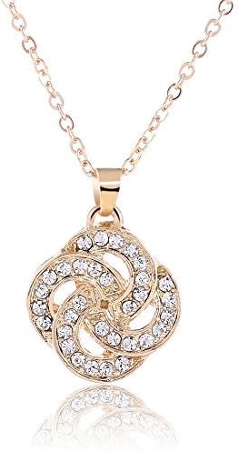 Gold Plated petals Pendant With Sparkling Cubic Zirconia Crystal Necklace Gift for Mom And Friends（AORAWA）