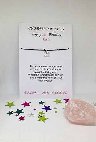 personalised 21st birthday charm bracelet - wish bracelet card gift - by Charmed Wishes