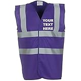MYOG © Personalised Premium High Visibility Vest Hi Viz Safety Waistcoat, 10 Colours, Sizes S-3XL (PRINT FRONT & BACK) (S (36