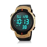 CFGem Wasserdichte Sportuhr Für Herren Mit PU-Kunststoffband SKM-1688 Gold