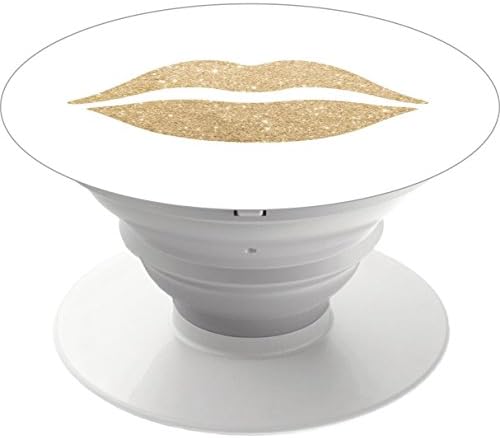 Premium Mounts and Stand, Expanding Stand Pop Grip Mount Sockets for iPhone,Smartphones and Tablets - elegant clear gold glitter lips