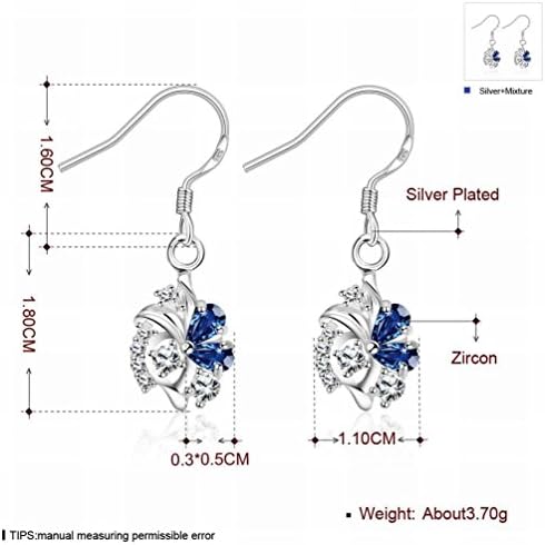 JJHVUGI Fashion Silver Beautiful Personality Flower Lady Ear Hook / Stainless Steel / Anti-allergic / Silver Flashing / Diamonds / Small and Exquisite,B
