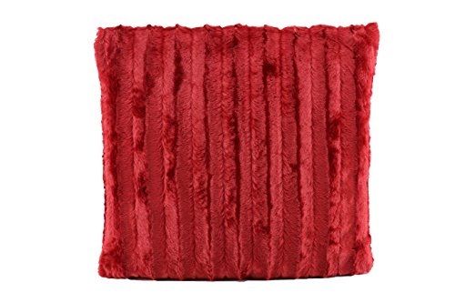 Hochwertiges exclusives Fellkissen – Fellimitat/Nerzoptik – besonders weich und kuschelig mit Füllung – Größe: 50×50 cm – Rot – Brandsseller - 2