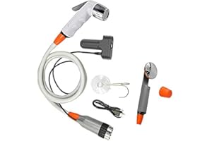 FLYFISH Doccia da campeggio portatile soffione campeggio con uno batterie Ricaricabili USB e Batteria Integrata 2200mAH For viaggio (Two Shower head(Bidet+Shower))