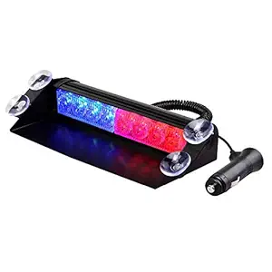 HIgh Performance Universal Waterproof Red/Blue 8-LED DC 12V Car Dashboard Strobe Flash Police Light 3 Modes For All Cars