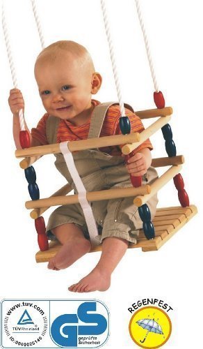 Gitterschaukel, Schaukel für Kleinkinder, ca. 30x30cm mit Sicherungsgurt, ideal für den Garten
