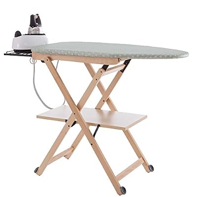 Arredamenti Italia AR_IT- 621 STIROCOMODO Planche à Repasser Réglable/Pliable Hêtre Massif couleur Naturelle 135 x 88 x 45 cm