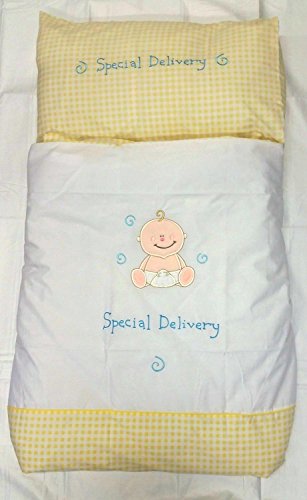 Love2Sleep 100% COTTON TODDLER'S COT BED DUVET COVER 120 X 150 CM & PILLOWCASE SET GINGHAM WHITE AND YELLOW