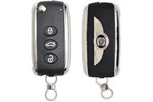 RKFUK® Replacement 3 button Remote Key Fob Casing suitable for Bentley Continental GT GTC Mulsanne Flying Spur Supersports