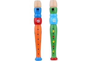 SNNER 2pcs hölzerne Kinder Flöte Musikinstrument Leichtes Early Lernflöte Spielzeug zufällige Farbe