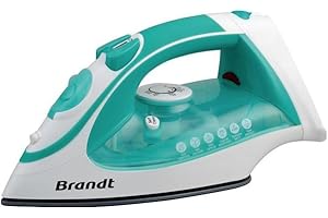 Brandt BFV10G - Fer à repasser vapeur - Puissance : 2200W - Réservoir : 300ml - Semelle Céramique Solislide - Système anti goutte - Vert et Blanc