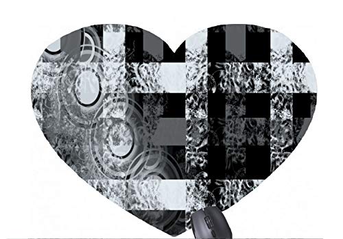 Preisvergleich Produktbild Schwarzweiss-Gitter-Designmuster bedruckte herzförmige Mausunterlage