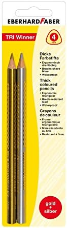TRI 518497 Eberhardt Faber Winner Colouring Pencils Set of 2, Yellow / Silver