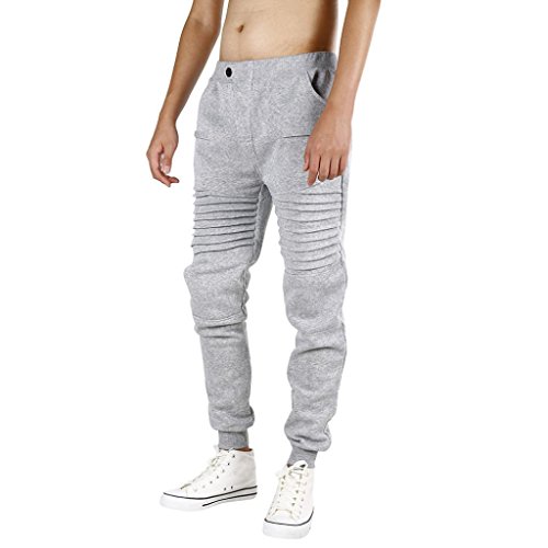 Manadlian_Hombres Pantalones Hombres Pantalones, Deportivos Casual Ropa Deportiva Pantalones Anchos Pantalones de Baile (L, Gris)