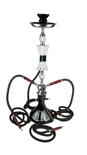 BAYLI – XXL Shisha Set, Hookah, Orientalische Wasserpfeife mit 4 Schläuchen, inklusive Zange, Tonkopf Shisha Höhe ca. 76cm Nargile Hookah mit Tonkopf und Zange + Kaminaufsatz + Mundstück F4102 - 2