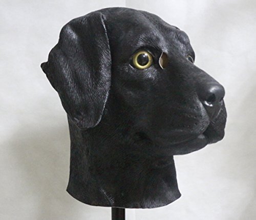 Schwarzer Labrador Voller Kopf Latex Hund-maske Kostüm Halloween Animal Hunde 'The Rubber Plantation tm'