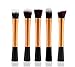 EVERMARKET 5 Pcs Pro Techniques Premium Synthetic Kabuki Makeup Brush Set Includes Foundation, Blush, Bronzer, Concealer, & Mineral Brushes (Gold)