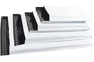 Rshuhx Duże torebki wysyłkowe plastikowe torebki wysyłkowe na ubrania, tekstylia, 50 sztuk, nieprzejrzyste, samoprzylepne, z opakowań, nowy materiał, 4 różne rozmiary