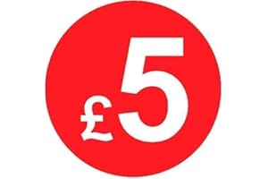 AUDIOPRINT LTD. Pack of 500-20mm Price Stickers/Labels - Choose from 10p to £95 - Bright Red - Many Prices to Choose from (£5 - Red)