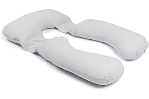 DOOMOO Almohada XXL, cojín de Embarazo y Lactancia, Algodón Ecológico y Certificado Oeko-Tex, Made in Europe, evolutivo con Cojín Pequeño Desmontable, Mini Dots Grey