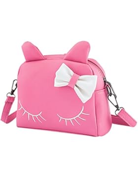 Happy Cherry Klein Mädchen Tasche niedlich Katze Tasche Kinder Umhängetasche PU Leder Handtasche katze Muster...