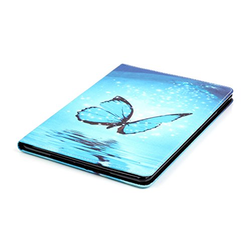 iPad Air 2 Hülle, Deenor Painting Cute and Stylish Fashionable Folding Folio Book Flip Stand Schutzhülle Hülle für Apple iPad Air2 iPad 6 generation + Free Gift Touching Pen/Stylus Pen + Screen Film Protector. blue butterfly - 6