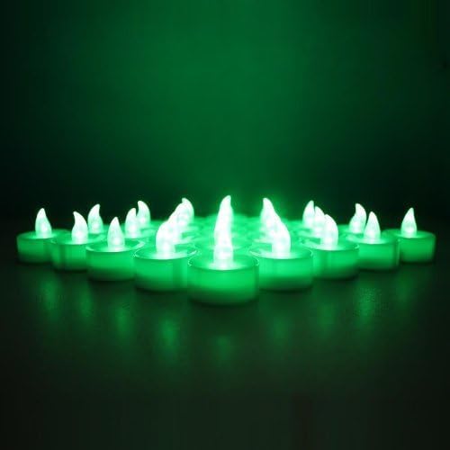 XABL 12pcs Green Lights Flickering Flameless LED Frosted Tealight Candles Battery Powered Smokeless and Give Off No Heat