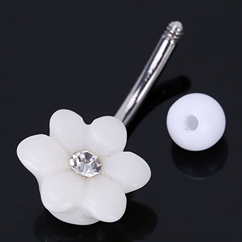 White little flower Belly Button Navel Ring Body Piercing Jewelry (White Flower) by Generic - 3