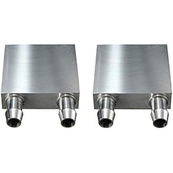 Kalolary Bloc de Refroidissement à l'eau 40 * 40mm en Aluminium pour Refroidisseur d'eau Liquide Système de dissipateur de Chaleur en Argent pour dissipateur Thermique de radiateur CPU (Paquet de 2)