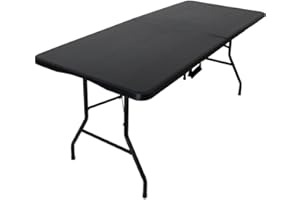 CHEFGASTRO Klappbarer mobiler Buffettischmit Tragegriff | HxBxT 74x180x74cm | Für 6 Personen In- & Outdoor Schwarz Campingtisch Partytisch Klapptisch