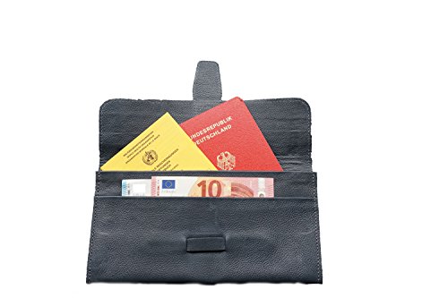 Preisvergleich Produktbild Hinterland Styles Reisebörse "Mojo" (taubengrau) für Damen, Manufakturarbeit aus Äthiopien, Echt-Leder, Reisepass, Meilenkarten, Organizer, Passhülle, Reisepassetui, Ausweistasche, HS-14