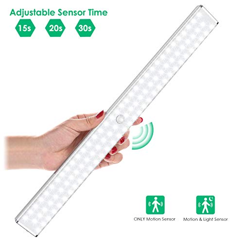 LOFTer Lampe de Placard 100 LED Rechargeable Avec 4 Mode De Détecteur De Mouvement Lampe Placard LED Sans Fil 260LM Lumière Armoire Pour Placard, Escalier, Couloir