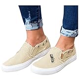 Billige Bequeme Sportschuhe für Damen/Dorical Frauen Canvas Sneaker, Low Übergrößen Flandell Top Basic Turnschuh Textil Schuhe/Schwarz, Blau, Beige, Pink 35-43 EU(Beige,41 EU)