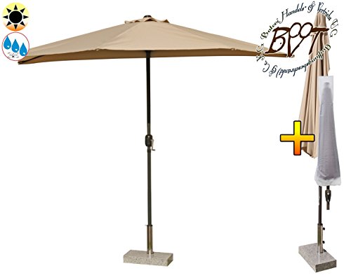 PREMIUM XXL Sonnendach Überdach, 300 x 150 cm / 3 m x 1,5 m Balkonschirm UV50+, Wandschirm/Halbschirm, halbrca. 200 g / m² Polyester, Schirm Sonnenschirm mit Hülle, US Style anthrazit-beige braun, dunkelgrau, grau robuster Schirm für Garten Strand, Picknick Lagerfeuer, robuster Schirm für Garten Strand, Picknick Lagerfeuer, Schwarz-schwarz, Klappschirm mit weichem Stoffbezug, PREMIUM XXL-Klappschirm, Gartenschirm extrem wetterfest, klappbar, tragbar, seewasserfest - 2