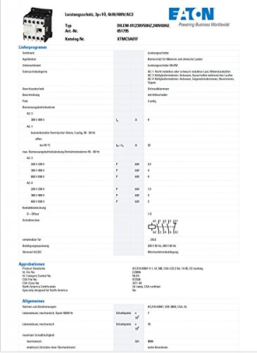 Eaton (Moeller) Leistungsschütz DILEM-01 4kW/400V AC-betätigt 230V50HZ,240V60HZ 051795 4015080517955 - 2