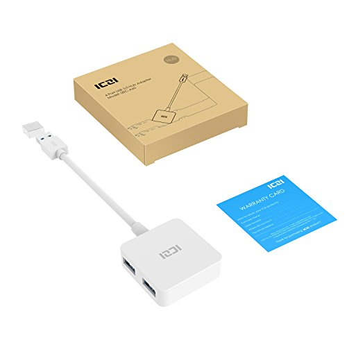 ICZI vernickelt USB 3.0 HUB, 4x USB 3.0 Ports port, quadratische Gehäuse, ohne Ladeport, für MacBook, Windows Laptop andere USB 3.0 kompatibel Geräten (Weiß) - 7