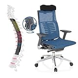 hjh OFFICE 652405 Chaise de Bureau, siège pivotant DYNAFIT Black Bleu/Noir Tissu Maille