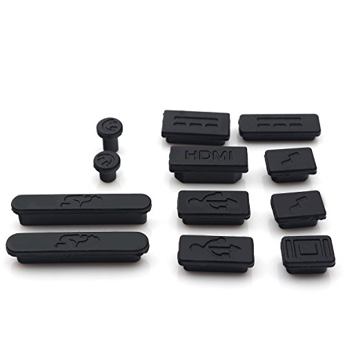 iProtect Staubschutz 12er Set Anti-Staub Abdeckung Stecker für Apple Macbook Air 11″ 13″ Macbook Pro Retina 13″ 15″ in Schwarz - 2